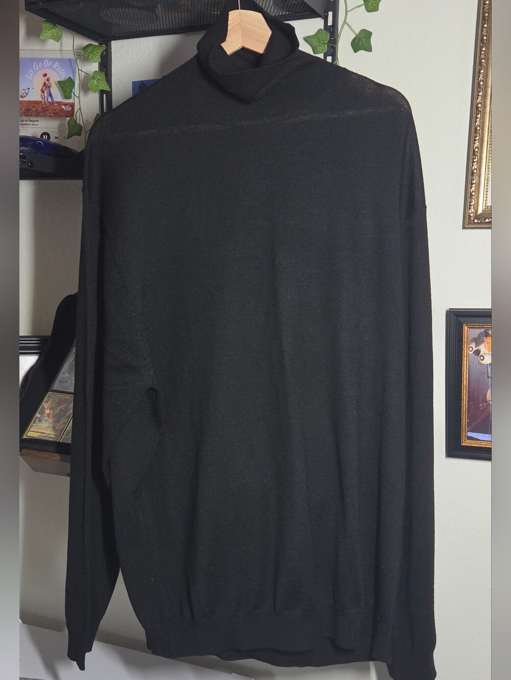 Linea Uomo Men's Black Fine Knit Turtleneck Sweater Size 3X Wool Blend